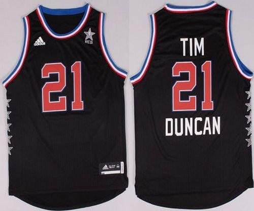 Spurs #21 Tim Duncan Black 2015 All Star Stitched Basketball Jersey