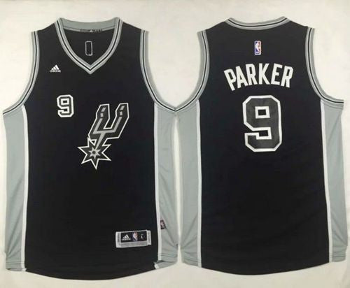 Spurs #9 Tony Parker Black New Road Stitched Basketball Jersey