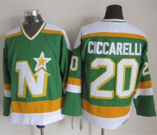 Stars #20 Dino Ciccarelli Stitched Green CCM Throwback Hockey Jersey