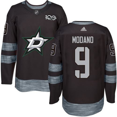 Stars #9 Mike Modano Black 1917-2017 100th Anniversary Stitched Hockey Jersey