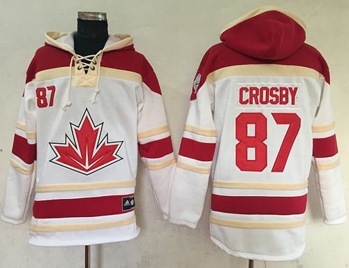 Team CA. #87 Sidney Crosby White Sawyer Hooded Sweatshirt 2016 World Cup Stitched Hockey Jersey