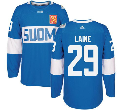 Team Finland #29 Patrik Laine Blue 2016 World Cup Stitched Hockey Jersey