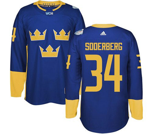 Team Sweden #34 Carl Soderberg Blue 2016 World Cup Stitched Hockey Jersey