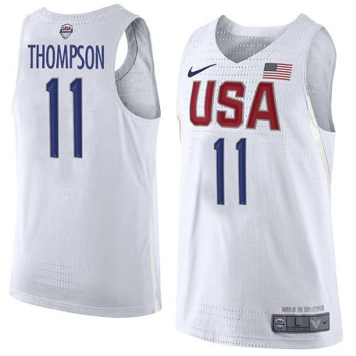 Team USA #11 Klay Thompson White 2016 Dream Team Game Basketball Jersey