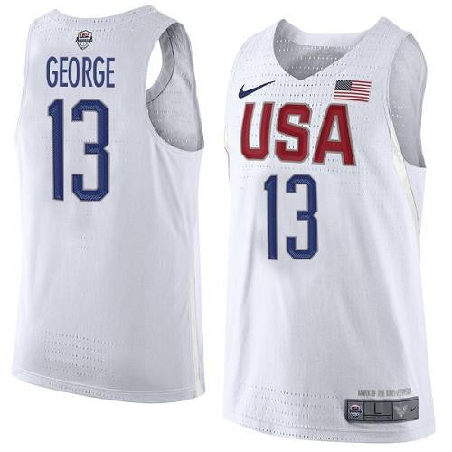 Team USA #13 Paul George White 2016 Dream Team Game Basketball Jersey