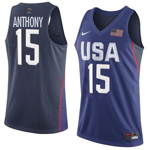 Team USA #15 Carmelo Anthony Navy Blue 2016 Dream Team Game Basketball Jersey