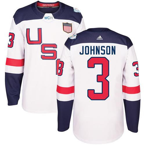 Team USA #3 Jack Johnson White 2016 World Cup Stitched Hockey Jersey