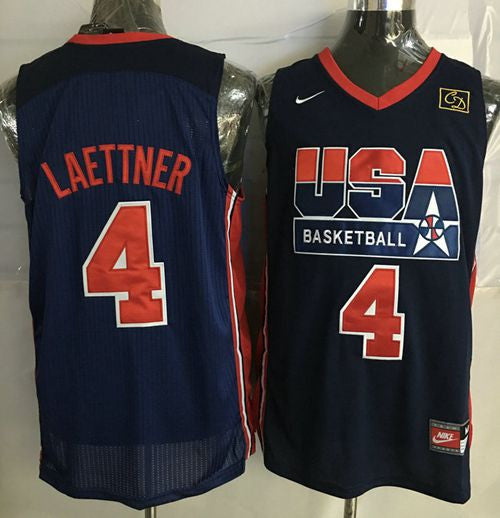 Team USA #4 Christian Laettner Dark Blue 2012 USA Basketball Retro Stitched Basketball Jersey