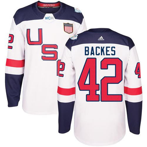 Team USA #42 David Backes White 2016 World Cup Stitched Hockey Jersey