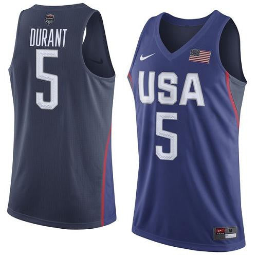 Team USA #5 Kevin Durant Navy Blue 2016 Dream Team Game Basketball Jersey