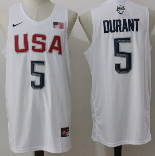 Team USA #5 Kevin Durant White 2016 Dream Team Stitched Basketball Jersey