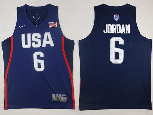 Team USA #6 DeAndre Jordan Navy Blue 2016 Dream Team Stitched Basketball Jersey