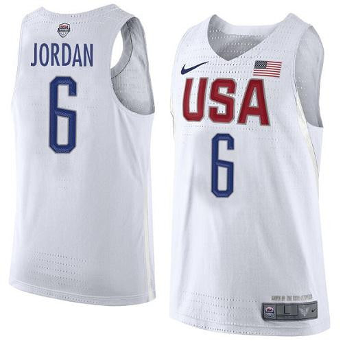 Team USA #6 DeAndre Jordan White 2016 Dream Team Game Basketball Jersey