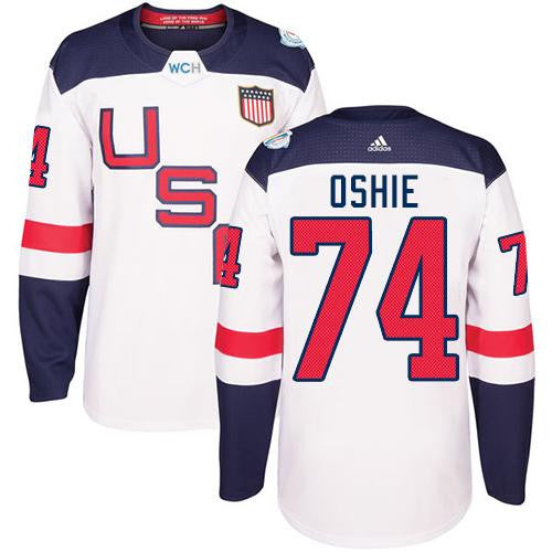 Team USA #74 T. J. Oshie White 2016 World Cup Stitched Hockey Jersey