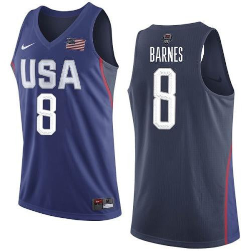 Team USA #8 Harrison Barnes Navy Blue 2016 Dream Team Game Basketball Jersey