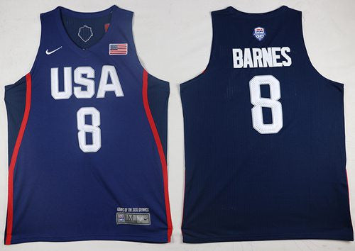 Team USA #8 Harrison Barnes Navy Blue 2016 Dream Team Stitched Basketball Jersey