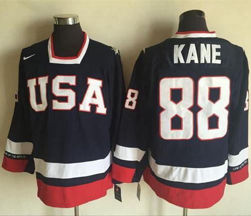 Team USA #88 Patrick Kane Navy Blue 2010 Olympic 1960 Throwback Stitched Hockey Jersey