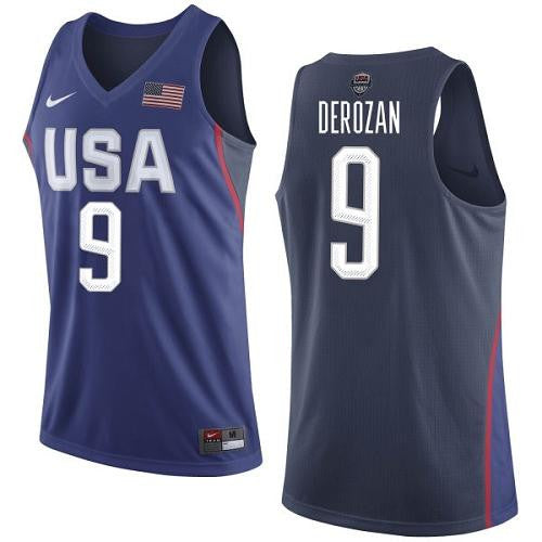 Team USA #9 DeMar DeRozan Navy Blue 2016 Dream Team Game Basketball Jersey