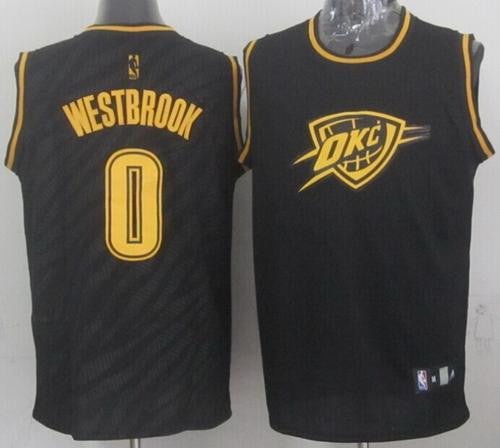 Thunder #0 Russell Westbrook Black Precious Metals Fashion Stitched Basketball Jersey