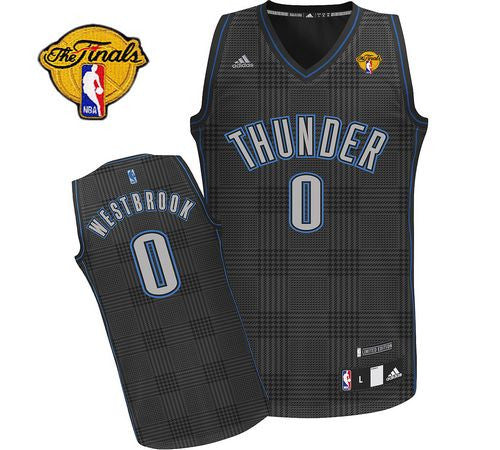 Thunder #0 Russell Westbrook Black Rhythm Fashion With Finals Patch Stitched Basketball Jersey