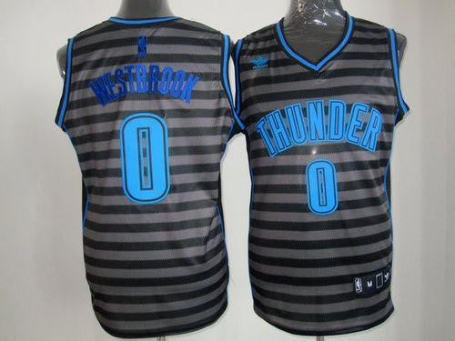 Thunder #0 Russell Westbrook Black/Grey Groove Stitched Basketball Jersey