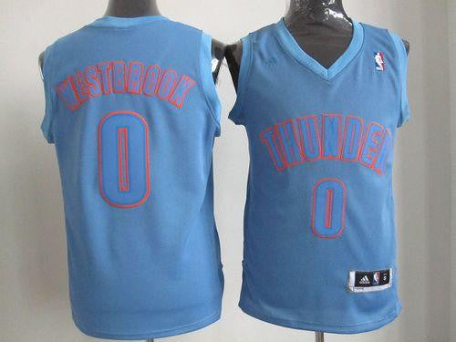 Thunder #0 Russell Westbrook Blue Big Color Fashion Stitched Basketball Jersey