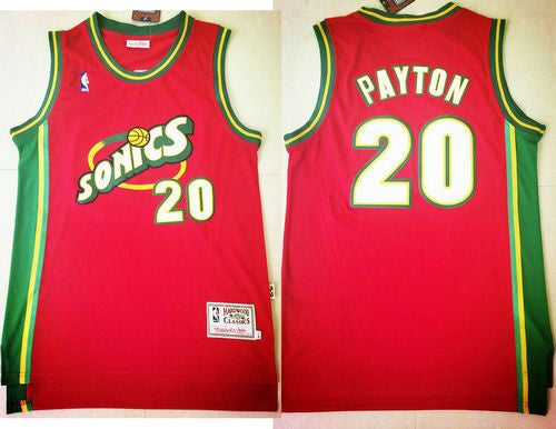 Thunder #20 Gary Payton Red SuperSonics Throwback Stitched Basketball Jersey