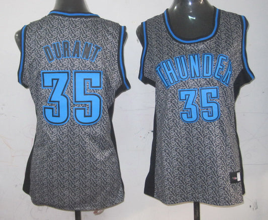 Thunder 35 Durant Grey Gride Women Basketball Jersey