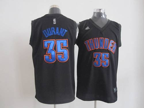 Thunder #35 Kevin Durant Black Fashion Stitched Basketball Jersey