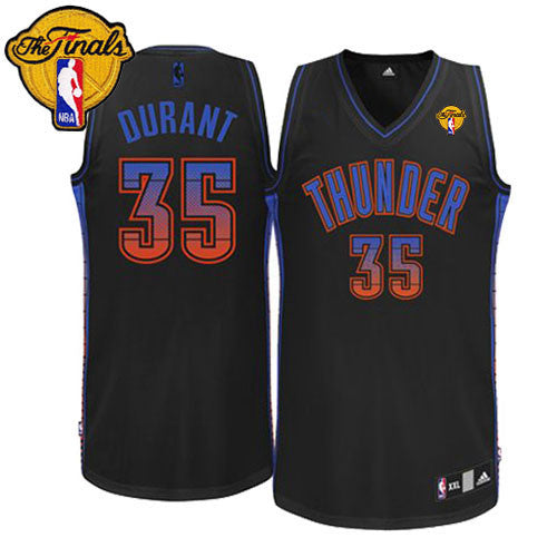 Thunder #35 Kevin Durant Black Fashion With Finals Patch Stitched Basketball Jersey