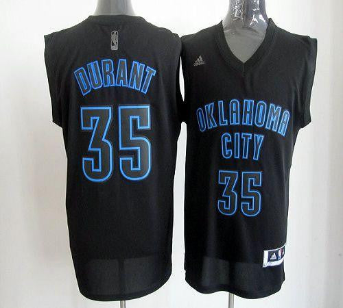 Thunder #35 Kevin Durant Black on Black Stitched Basketball Jersey