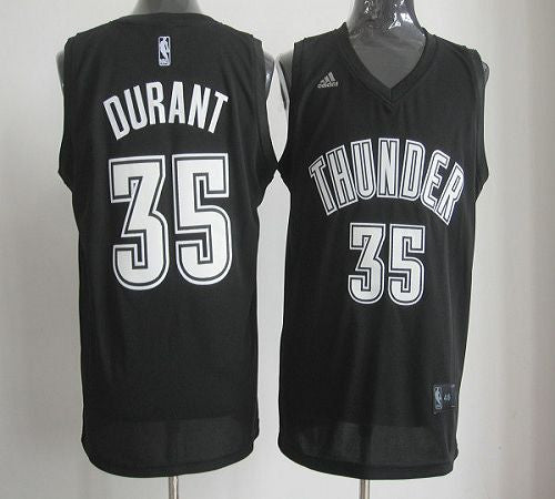 Thunder #35 Kevin Durant Black/White Stitched Basketball Jersey