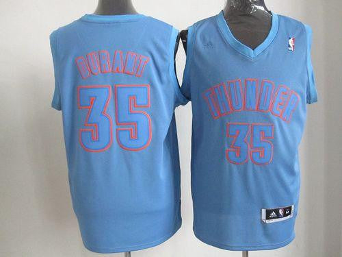 Thunder #35 Kevin Durant Blue Big Color Fashion Stitched Basketball Jersey