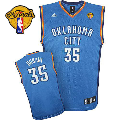 Thunder #35 Kevin Durant Blue Finals Patch Stitched Basketball Jersey