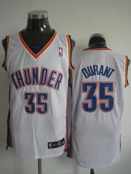 Thunder #35 Kevin Durant Stitched White Basketball Jersey