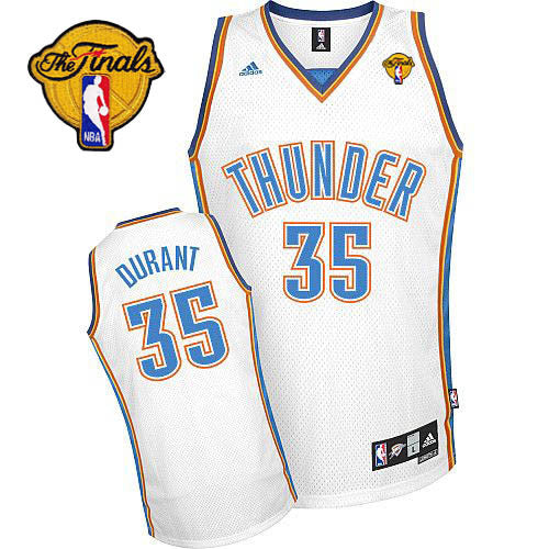 Thunder #35 Kevin Durant White Finals Patch Stitched Basketball Jersey