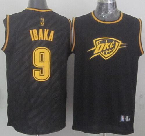 Thunder #9 Serge Ibaka Black Precious Metals Fashion Stitched Basketball Jersey