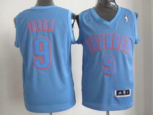 Thunder #9 Serge Ibaka Blue Big Color Fashion Stitched Basketball Jersey