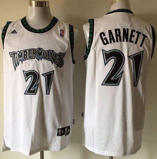 Timberwolves #21 Retro Garnett White Stitched Basketball Jersey