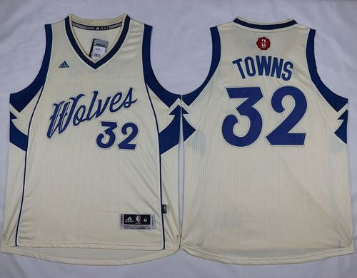 Timberwolves #32 Karl-Anthony Towns Cream 2015-2016 Christmas Day Stitched Basketball Jersey