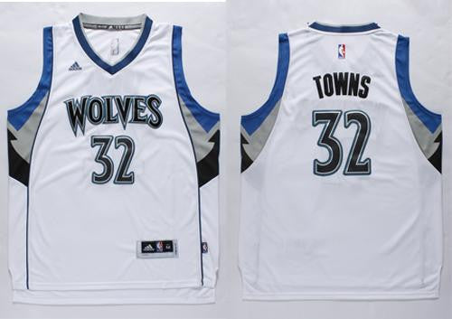 Timberwolves #32 Karl-Anthony Towns White Stitched Basketball Jersey