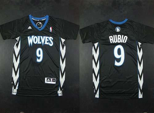 Timberwolves #9 Ricky Rubio Black Alternate Stitched Basketball Jersey