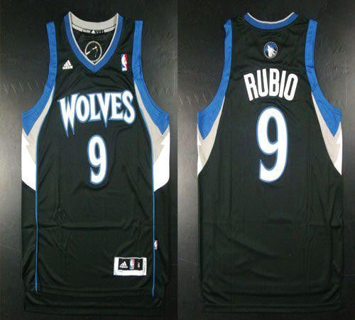 Timberwolves #9 Ricky Rubio Revolution 30 Black Stitched Basketball Jersey