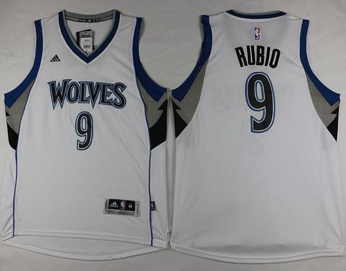 Timberwolves #9 Ricky Rubio Revolution 30 White Stitched Basketball Jersey