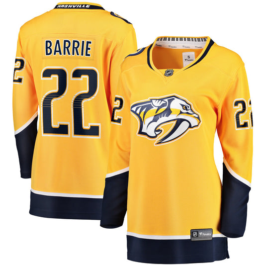 Tyson Barrie Nashville Predators Women's Branded Home Breakaway Hockey Jersey - Gold