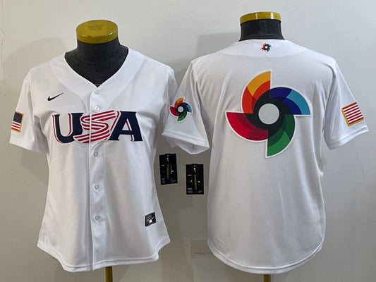 USA Blank White Women 2023 World Baseball Classic Jersey