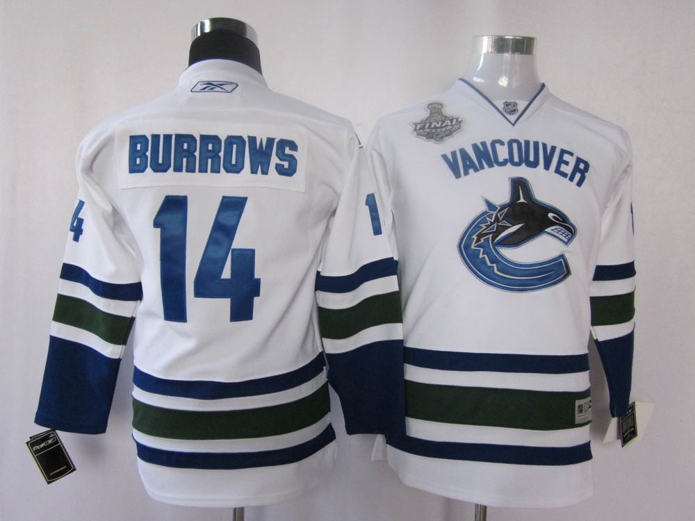 Vancouver Canucks 14 Burrows White Youth Hockey Jersey