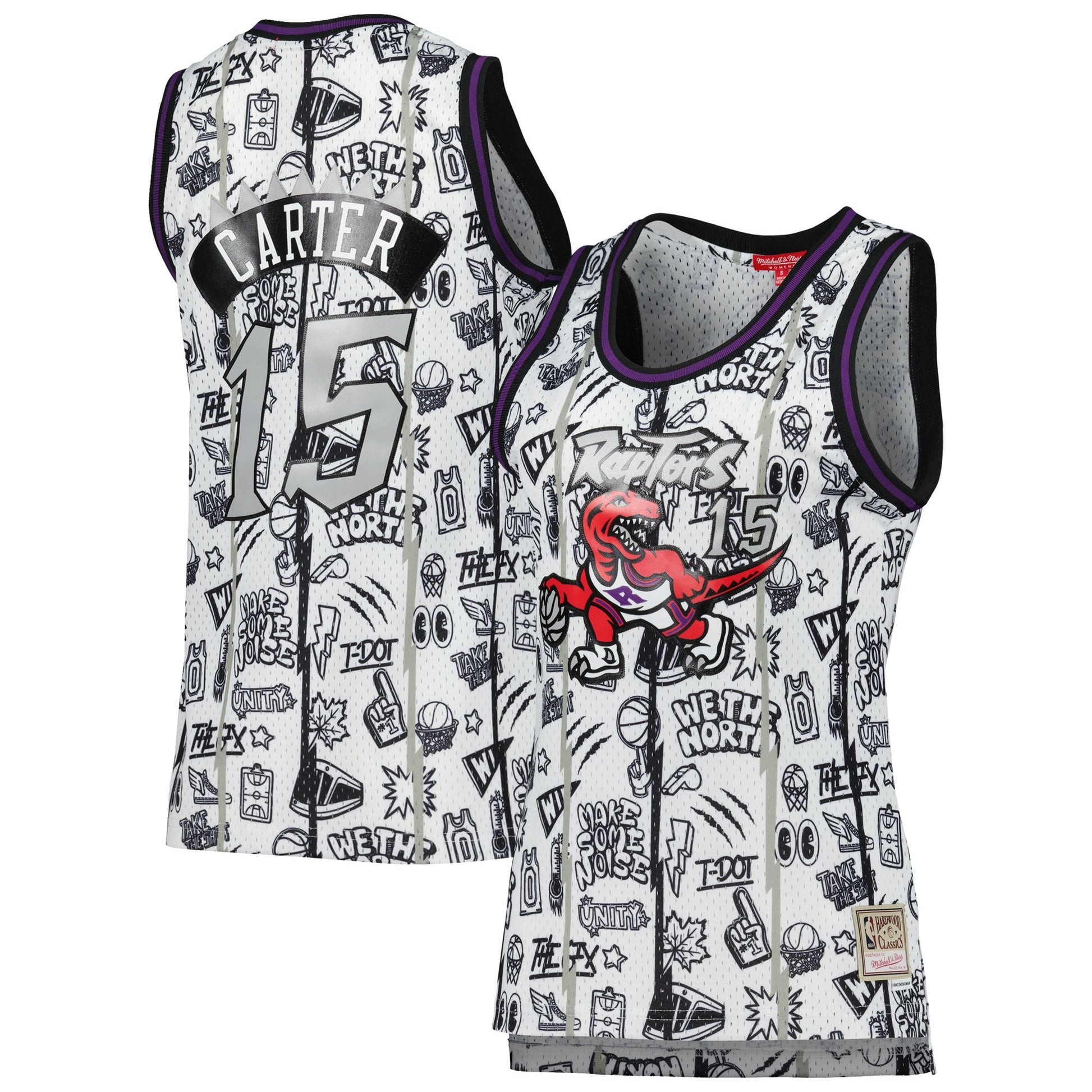 Vince Carter Toronto Raptors Women's 1998 Doodle Swingman Basketball Jersey - White