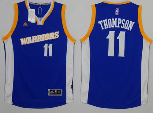 Warriors #11 Klay Thompson Royal Stretch Crossover Stitched Basketball Jersey