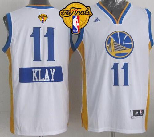 Warriors #11 Klay Thompson White 2014-15 Christmas Day The Finals Patch Stitched Basketball Jersey